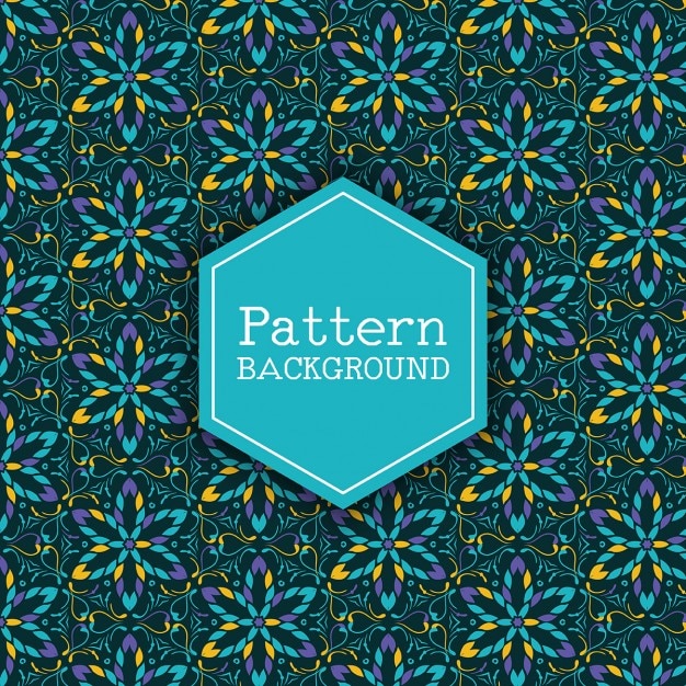 Free Vector | Blue, purple and yellow floral pattern