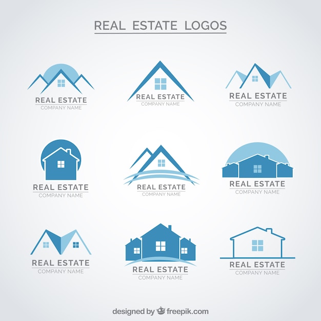 Download Free Blue Real Estate Logos Free Vector Use our free logo maker to create a logo and build your brand. Put your logo on business cards, promotional products, or your website for brand visibility.