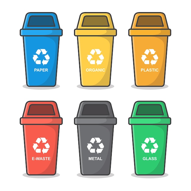 Premium Vector | Blue recycle bin with recycle symbol icon illustration.