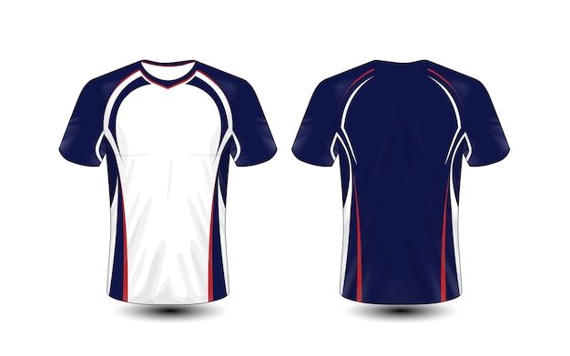 Download Blue, red and white layout e-sport t-shirt design template Vector | Premium Download