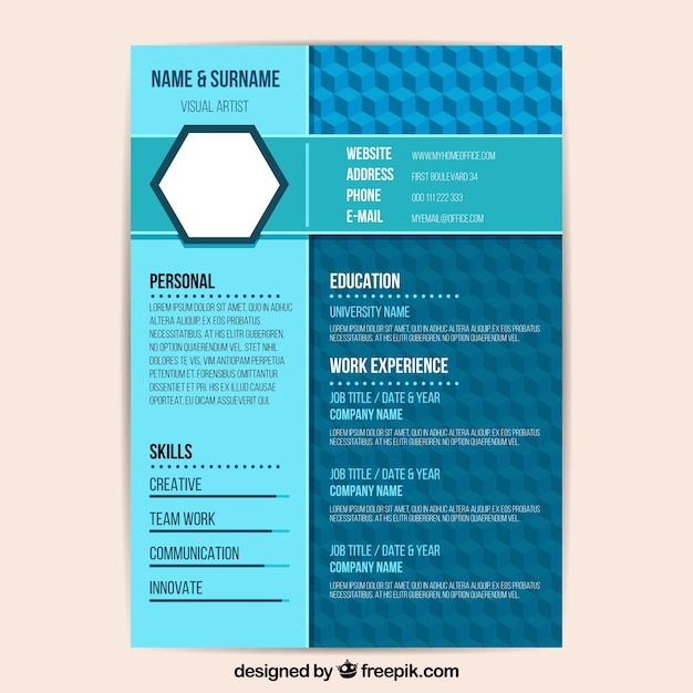 Blue resume template Vector Free Download