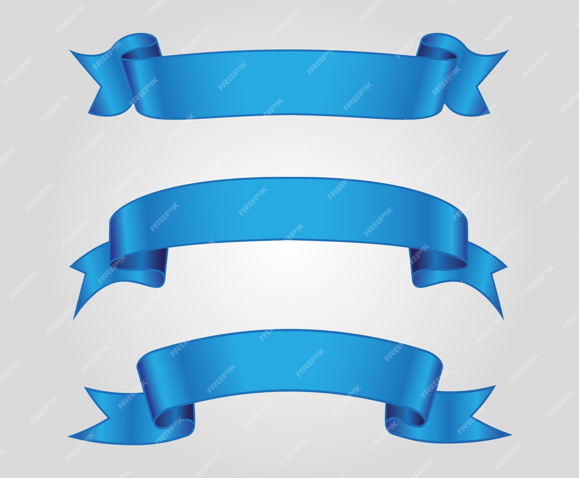 Premium Vector | Blue ribbon banners set