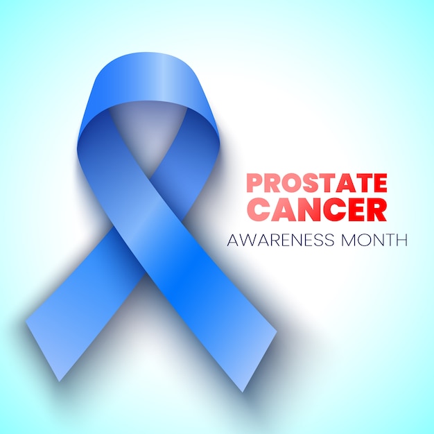 Blue ribbon. prostate cancer awareness month poster. illustration