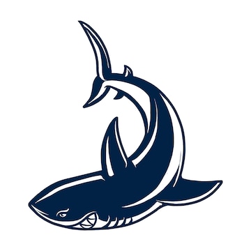 Premium Vector | Blue shark fish mascot logo design vector illustration