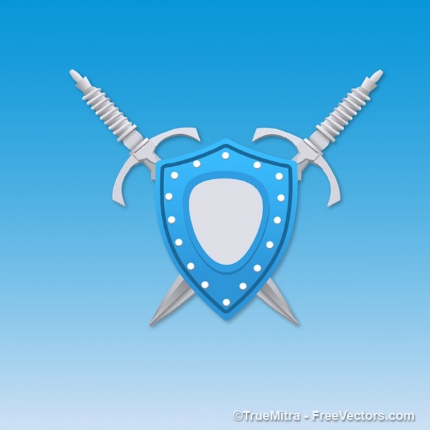 Download Free Blue Shield With Swords Free Vector Use our free logo maker to create a logo and build your brand. Put your logo on business cards, promotional products, or your website for brand visibility.