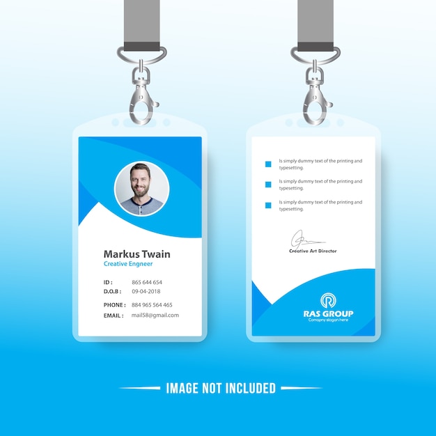 Premium Vector | Blue simple id card design template