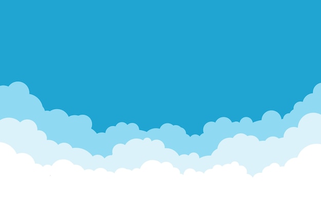 Premium Vector | Blue sky with white clouds background. cartoon flat ...