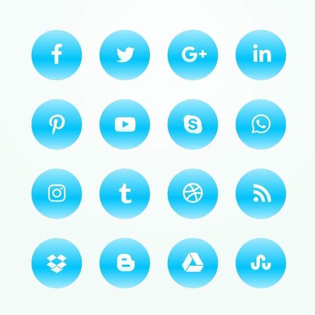 Free Vector Blue Social Media Network Icons Set 3643