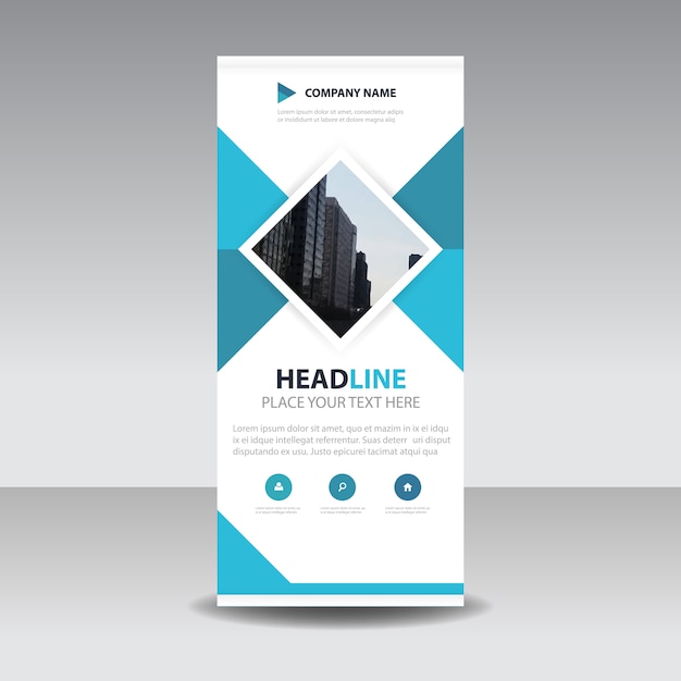 Free Vector Blue Square Creative Roll Up Banner Template