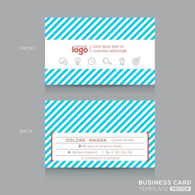 Blue stripes business card