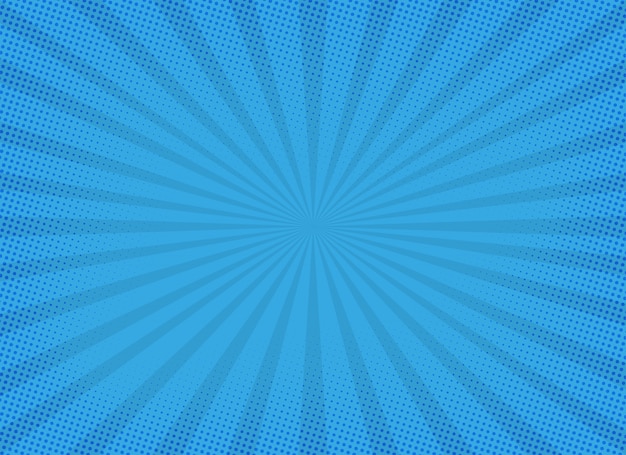 Blue sunburst background with halftone effect Premium Vector