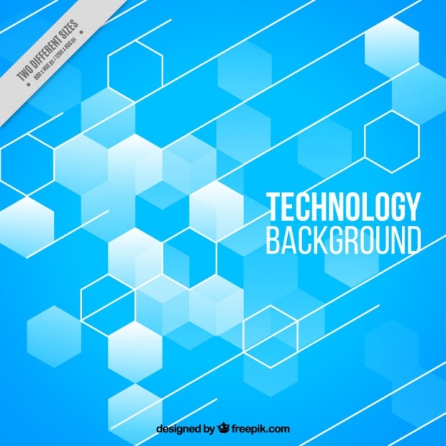 Blue technology background with hexagons