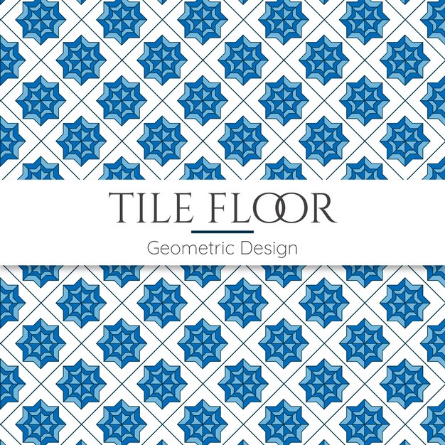 Blue tile floor abstract geometric seamless pattern Premium Vector