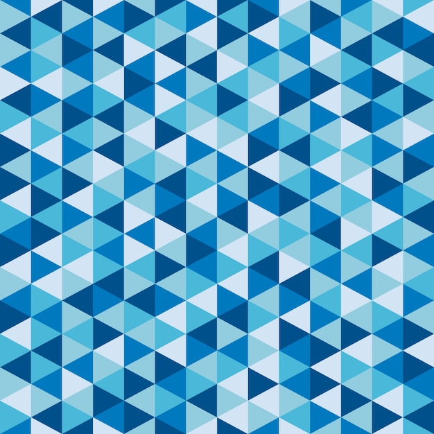 青い三角モザイク抽象的なシームレスパターン プレミアムベクター