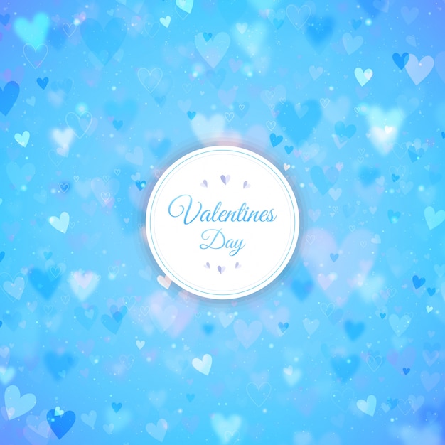 Premium Vector Blue Valentine S Day Background With Hearts And Bokeh