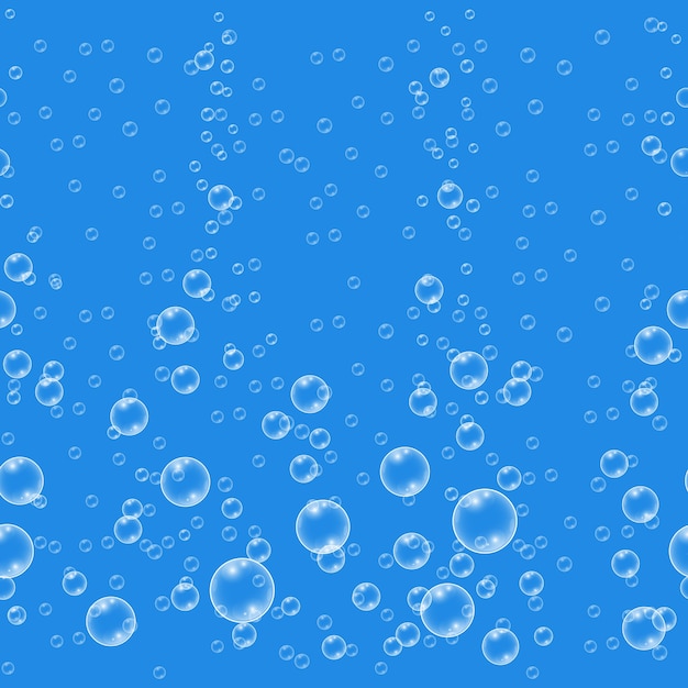 Blue Vector Realistic Water Bubbles Seamless Pattern Premium Vector