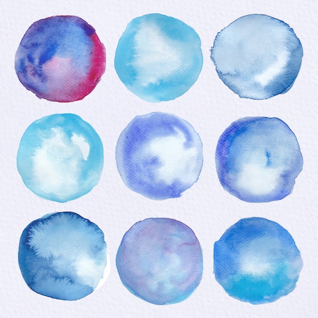 Download Blue watercolor circles collection Vector | Free Download