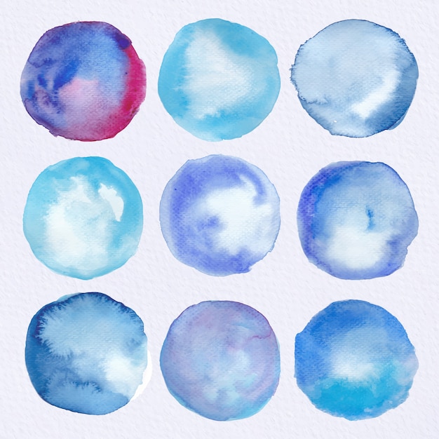 Blue watercolor circles collection Vector | Free Download