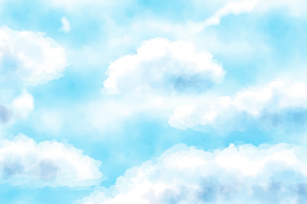 Download Premium Vector | Blue watercolor cloudy blue sky background