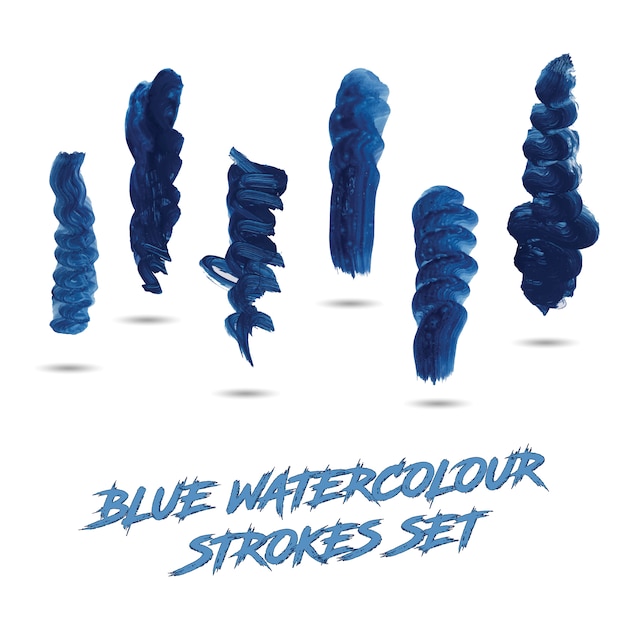 Blue watercolor strokes set Vector | Free Download