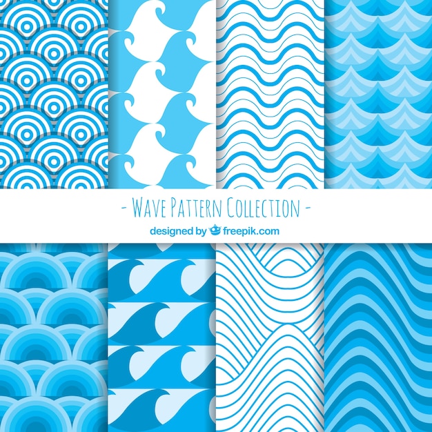 Download Blue wave patterns | Free Vector