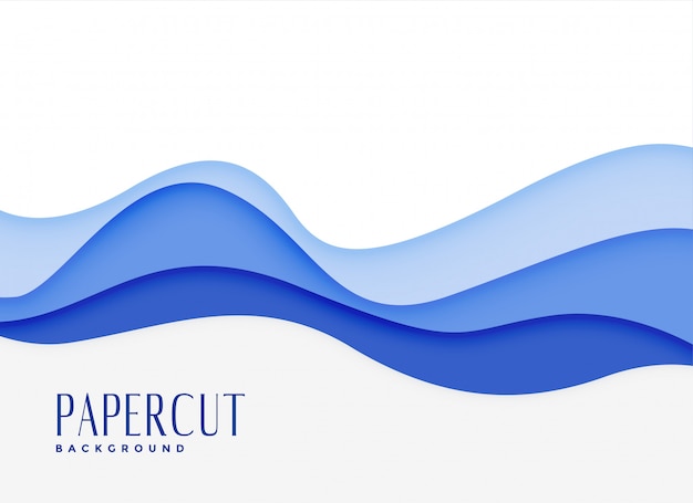 Blue wavy water style papercut background Free Vector