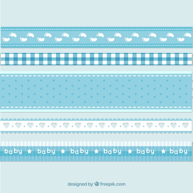 Blue and white baby ribbons Free Vector