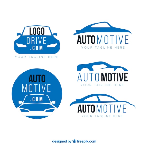 Free Vector | Blue and white car logo collection