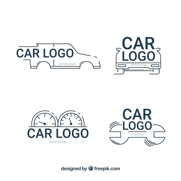 Blue and white car logo set | Free Vector