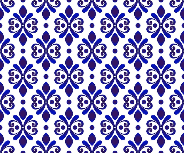 Premium Vector | Blue and white floral wallpaper