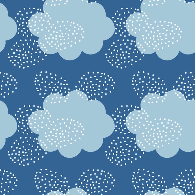 Premium Vector Blue And White Seamless Pattern With Cloud And Dots
