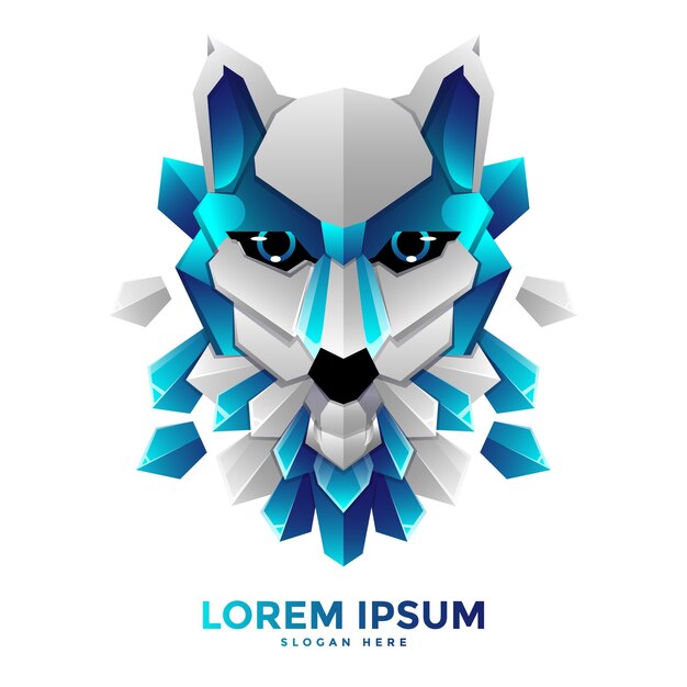 Premium Vector Blue Wolf Logo Template