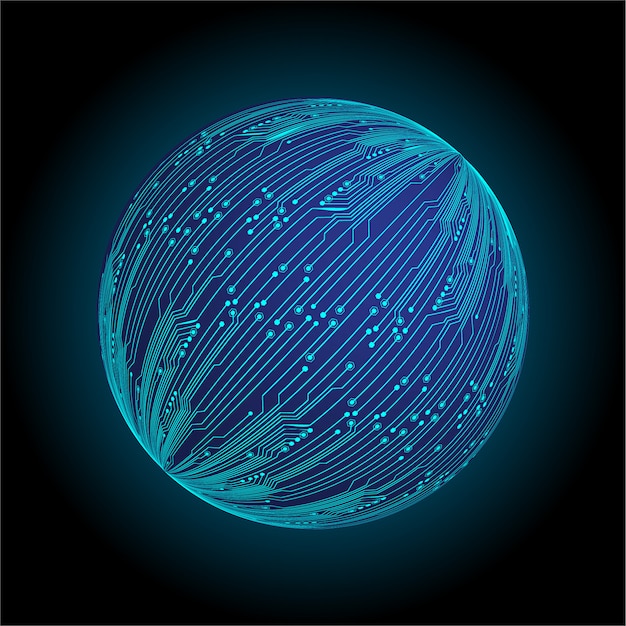 Blue world cyber circuit future technology concept background Premium Vector