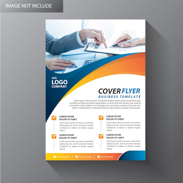 Premium Vector | Blue and yellow flyer business template for brochure cover