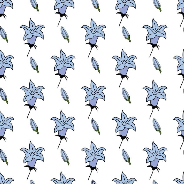 Premium Vector | Bluebell flower seamless pattern design