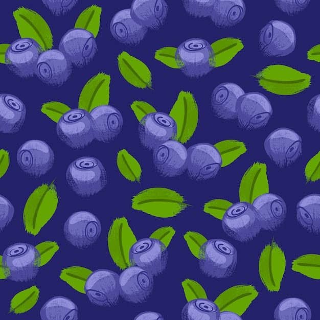 Premium Vector Blueberry Bilberry Painted Seamless Pattern