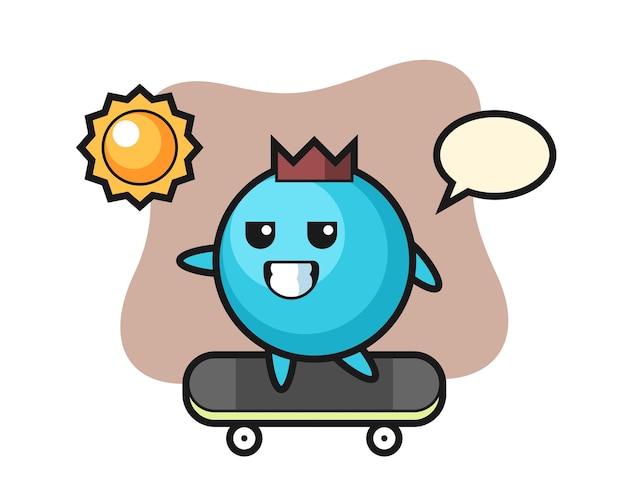 プレミアムベクター ブルーベリーのキャラクターがスケートボードに乗る