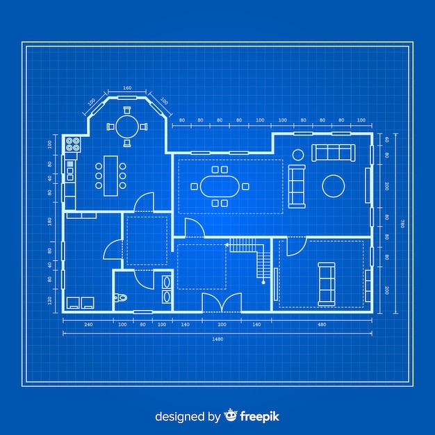 Blueprint of a house top view Free Vector