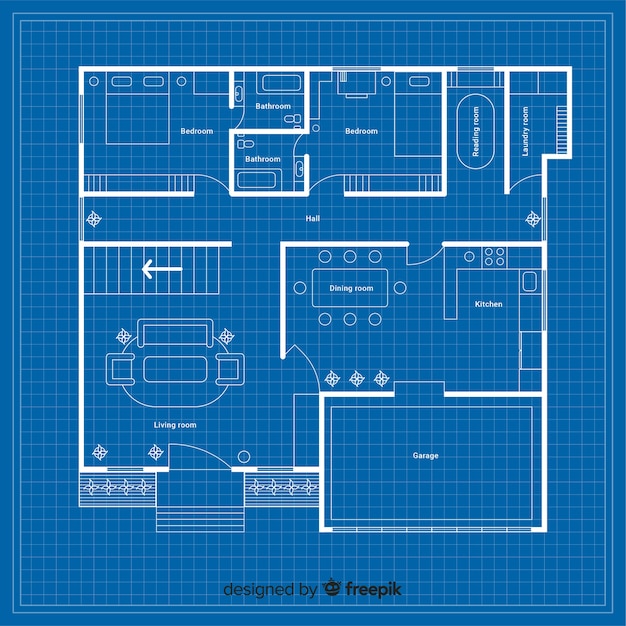 Blueprint of a house with details | Free Vector