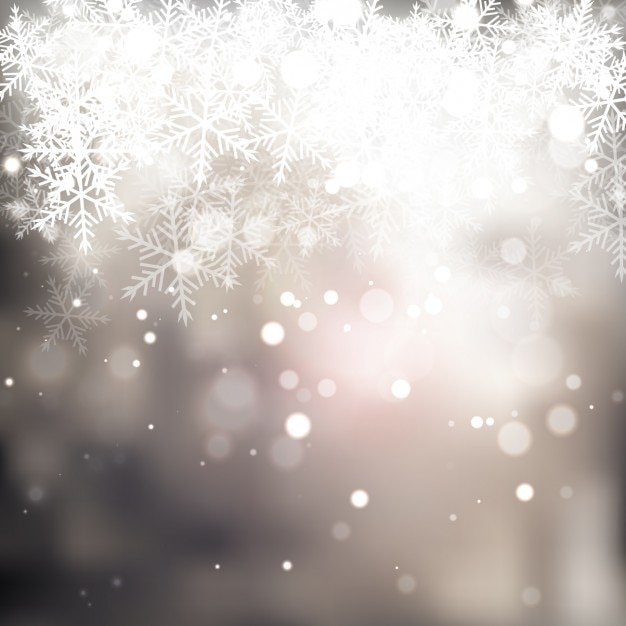 Blur bokeh background with snowflakes
