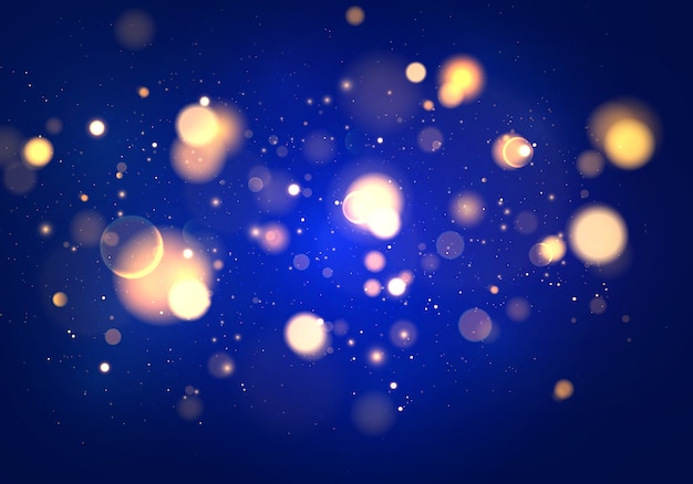 Premium Vector Blurred Bokeh Light On Dark Blue Background Abstract Glitter Defocused Blinking Stars And Sparks