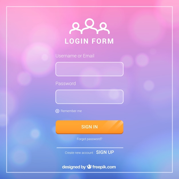 Blurry Login Form Design Vector Free Download