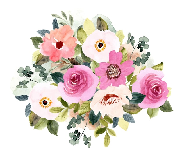 Premium Vector Blush Pink Flower Bouquet Watercolor Background