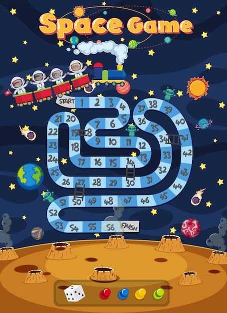 Premium Vector Board Game For Kids In Outer Space Style Template