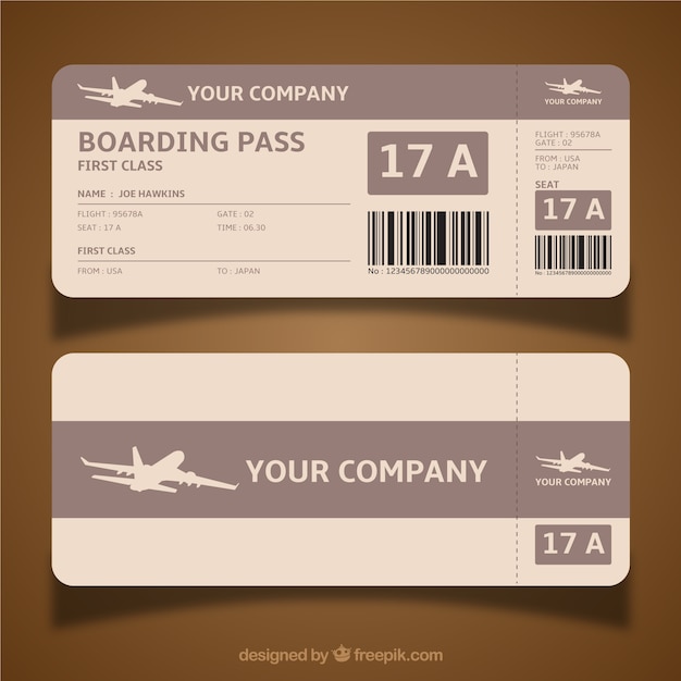 Free Vector Boarding Pass Template In Brown Tones