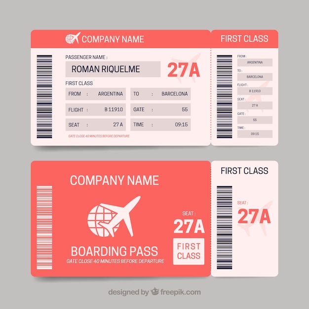 Free Vector | Boarding pass template in red tones