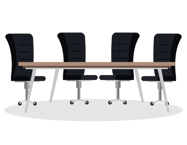 会議室のテーブルと椅子のシーンのベクトルイラストデ ザイン プレミアムベクター