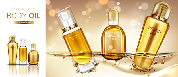 Download Free Vector Body Oil Cosmetics Product Bottles Mockup Banner