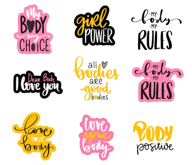 Premium Vector Body Positive Feminism Sticker Collection Love Your