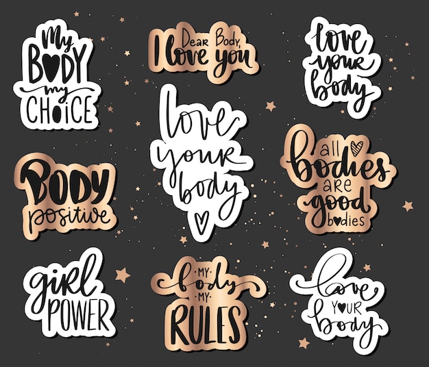 Premium Vector Body Positive Feminism Sticker Collection Love Your